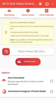 All in One Video Downloader android App screenshot 1